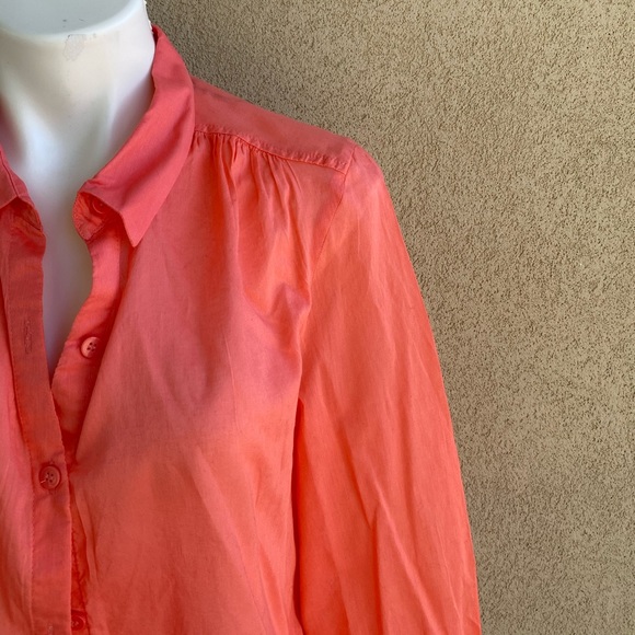 Orange Crush Button Down Boyfriend Shirt Dress - Picture 6 of 6